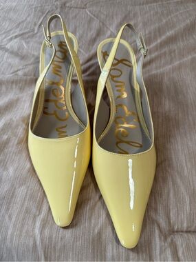 Sam Edelman Lemon Yellow Patent Pointed Slingback Flats
